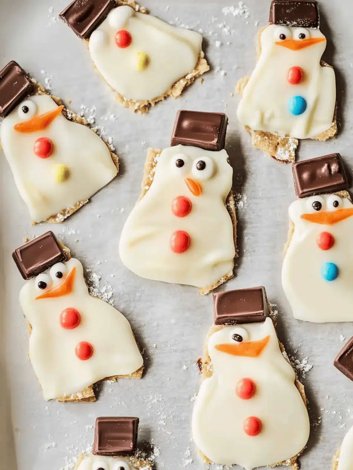 Melted Snowman Chocolate Bark for Festive Family Fun 3 Melted Snowman Chocolate Bark