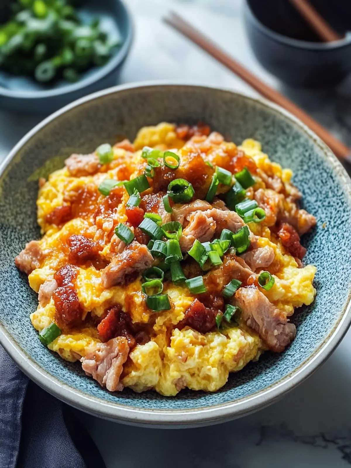 Savory Chinese Scrambled Eggs with BBQ Pork Delight in 6 Minutes 4 Savory Chinese Scrambled Eggs with BBQ Pork Delight