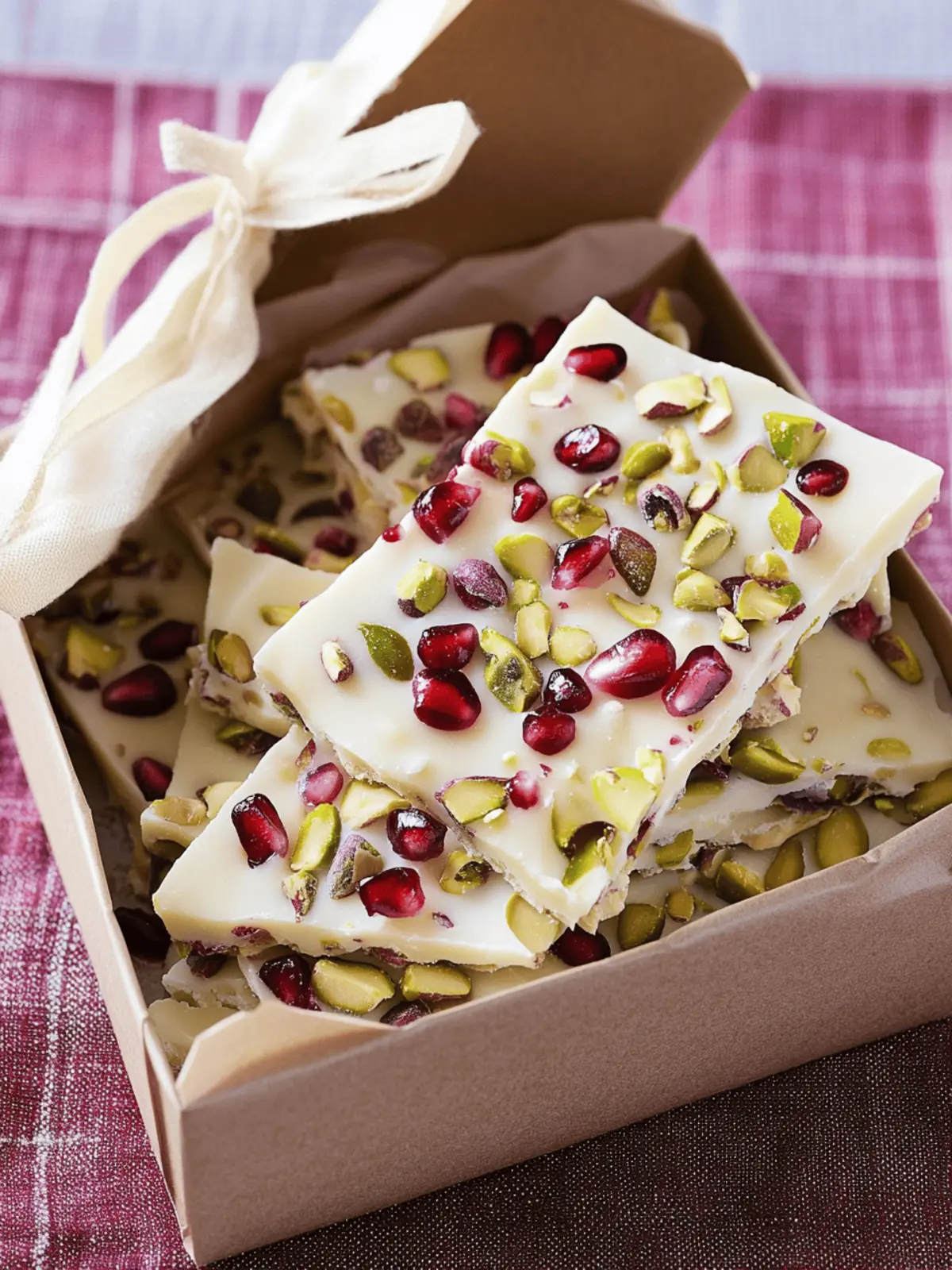 Irresistible White Chocolate Pomegranate-Pistachio Bark Delight 2 White Chocolate Pomegranate-Pistachio Bark