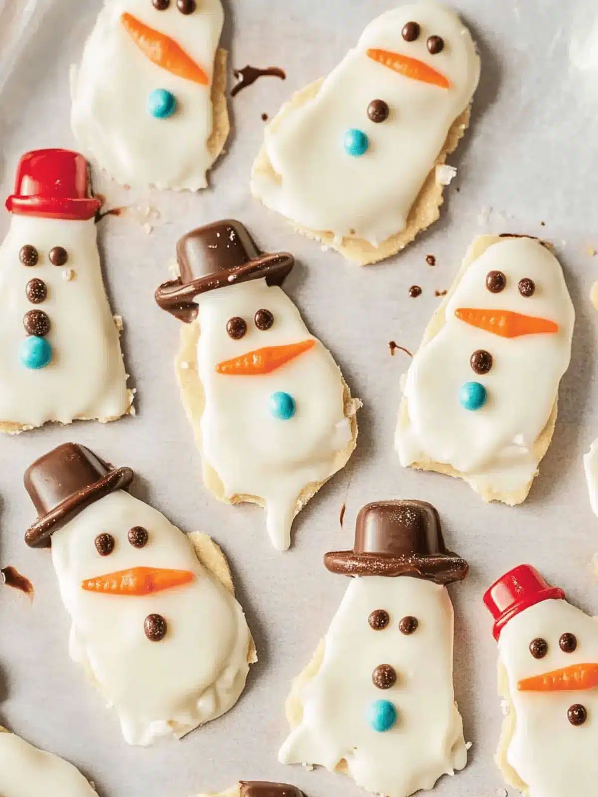 Melted Snowman Chocolate Bark for Festive Family Fun 2 Melted Snowman Chocolate Bark