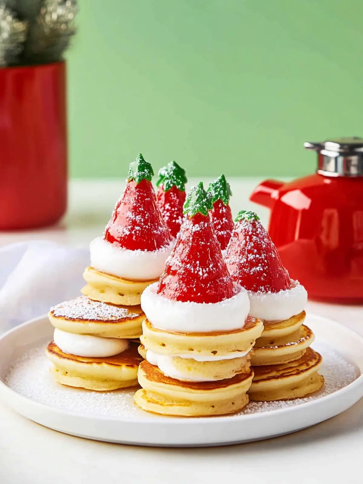 Merry Morning with Santa Hat Pancakes: A Festive Delight 3 Santa Hat Pancakes