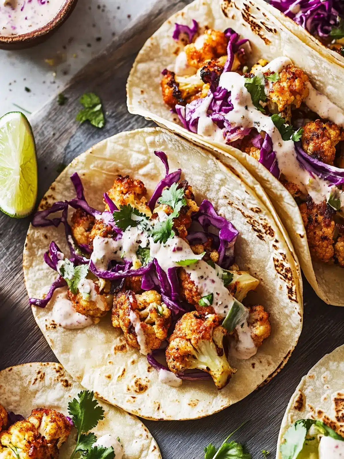 Crispy Cauliflower Tacos with Zesty Lime Crema Delight 2 Cauliflower Tacos