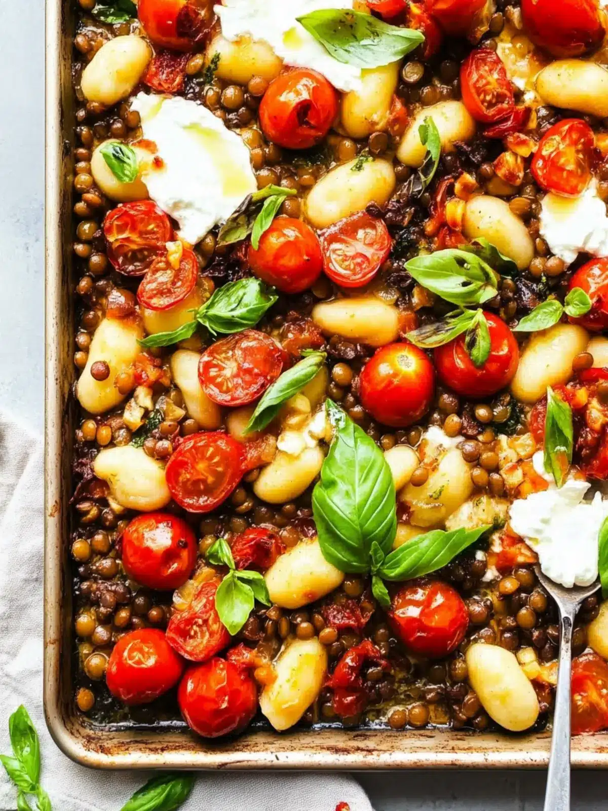 Sheet Pan Gnocchi with Tomatoes, Lentils & Ricotta Delight 4 Sheet Pan Gnocchi with Tomatoes, Lentils & Ricotta