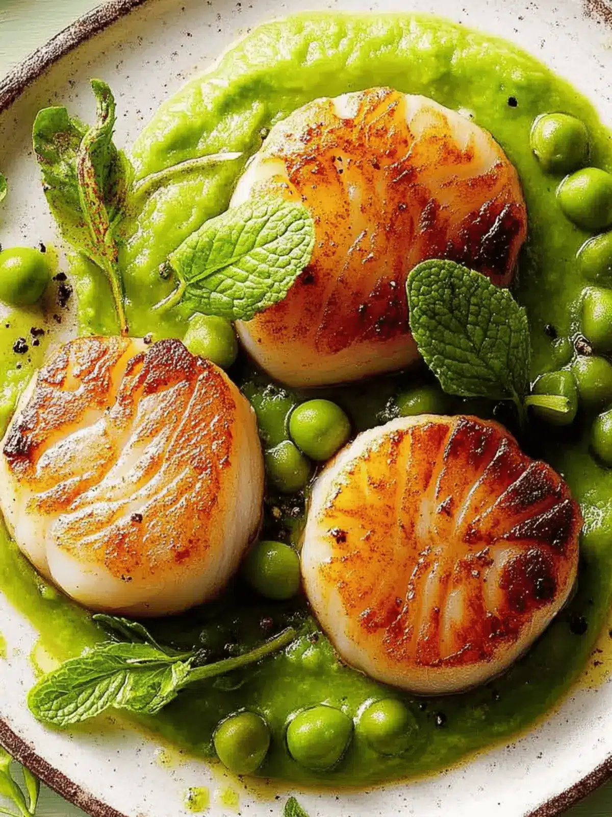Seared Scallops with Minted Pea Purée for Effortless Elegance 3 Seared Scallops with Minted Pea Puree