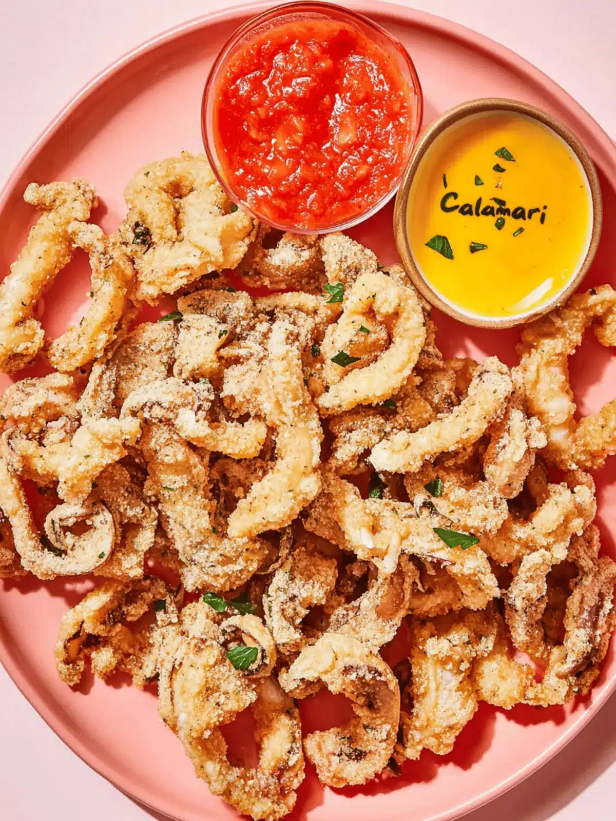 Crispy Mushroom Calamari with Spicy Marinara Delight 4 Mushroom Calamari with Spicy Marinara