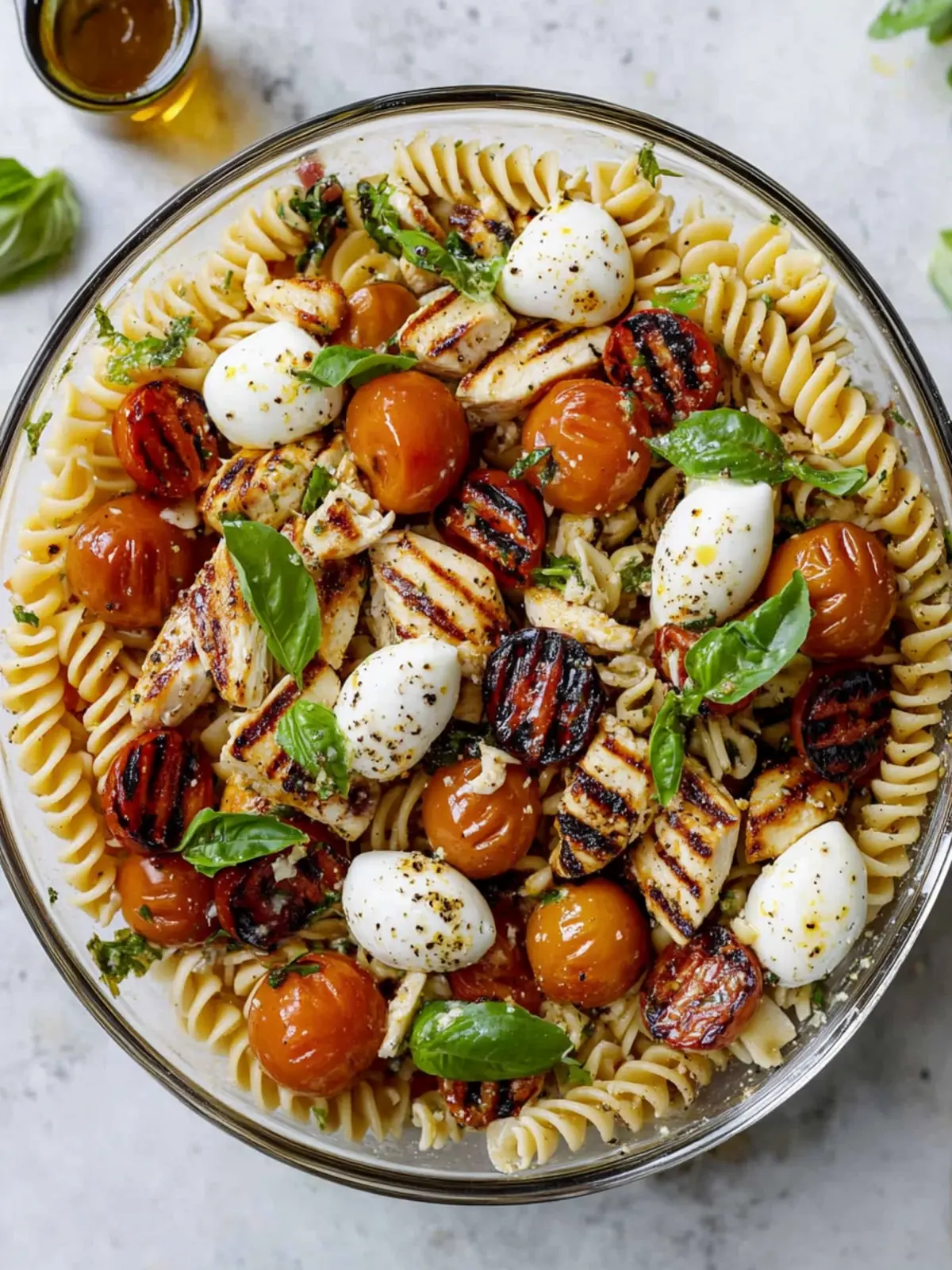 Layered Grilled Chicken Caprese Pasta Salad for Flavor Lovers 2 Layered Grilled Chicken Caprese Pasta Salad.