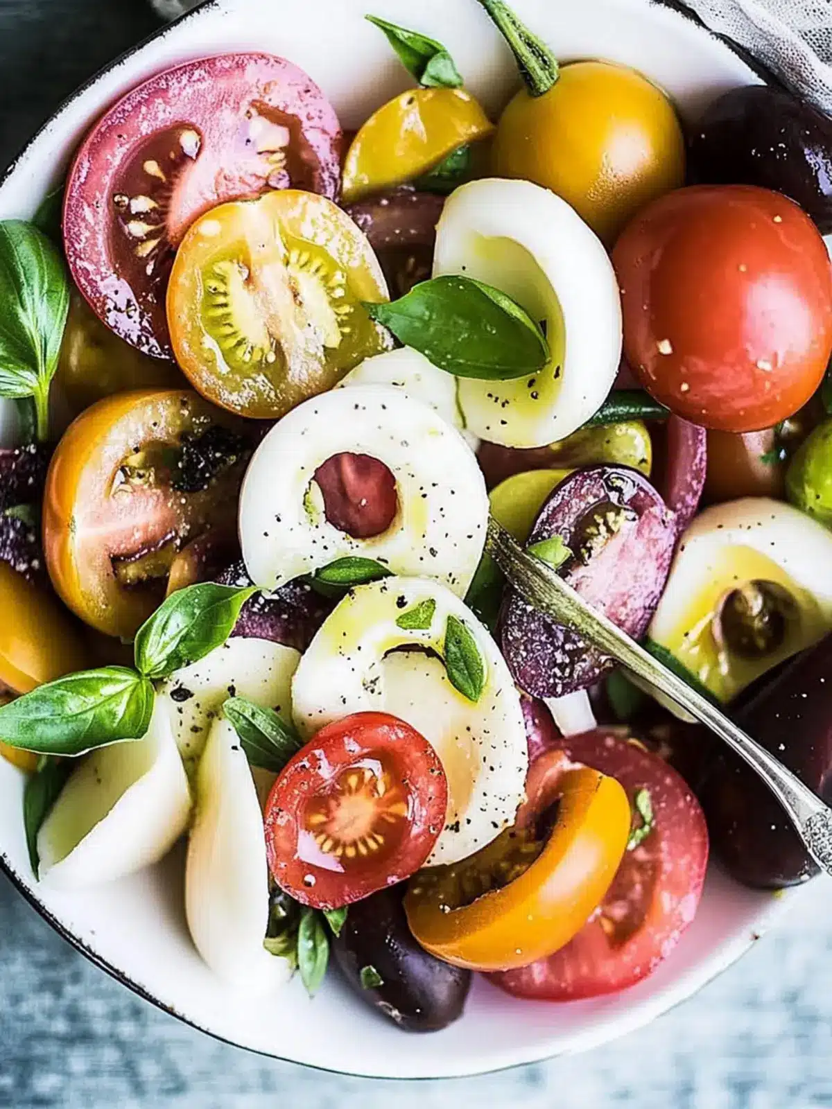 Heirloom Tomato Caprese Salad with Zesty Olive Vinaigrette 2 Heirloom Tomato Caprese Salad