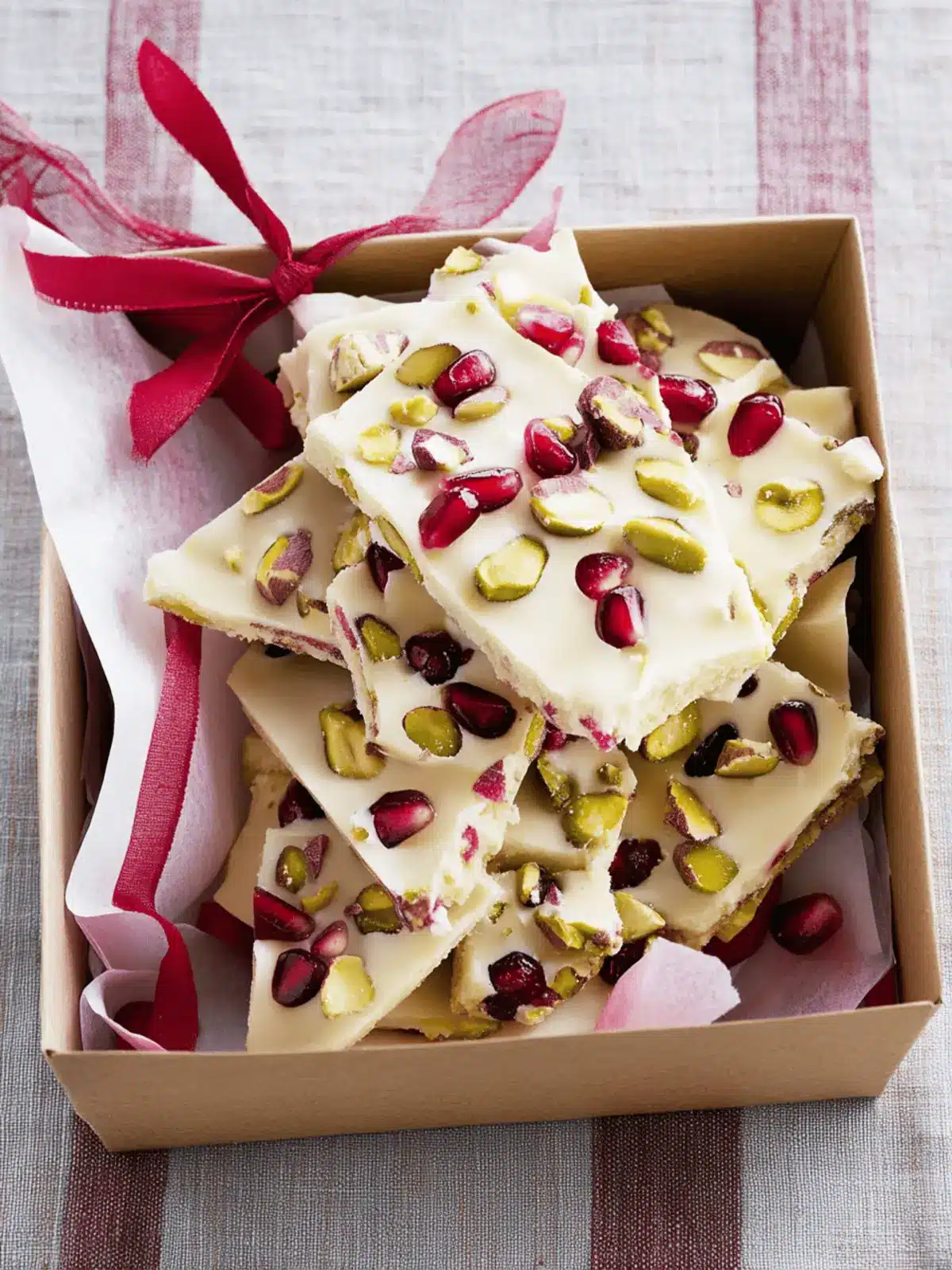 Irresistible White Chocolate Pomegranate-Pistachio Bark Delight 4 White Chocolate Pomegranate-Pistachio Bark