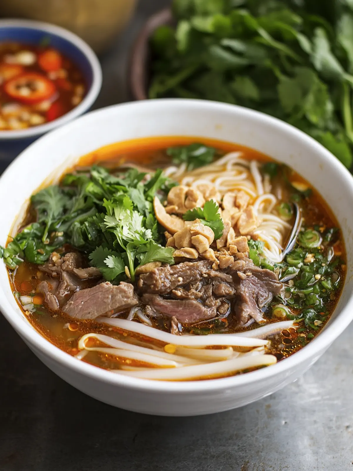 Savor Authentic Vietnamese Bún Bò Huế: Spicy Beef Bliss 4 Vietnamese Bún Bò Huế (Spicy Beef Noodle Soup)