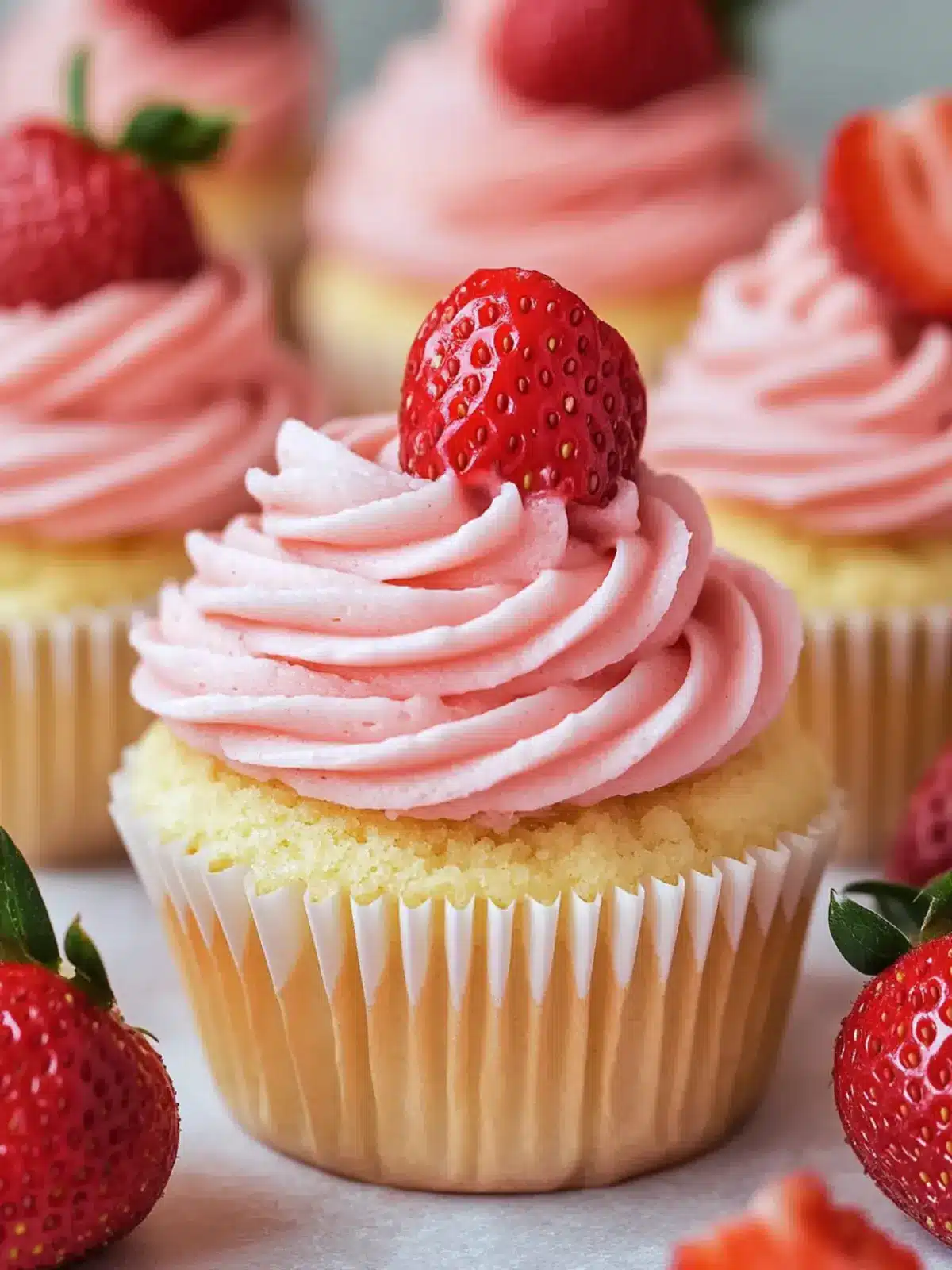 Fluffy Vanilla Cupcakes with Strawberry Buttercream Magic 4 Fluffy Vanilla Cupcakes with Strawberry Buttercream Bliss