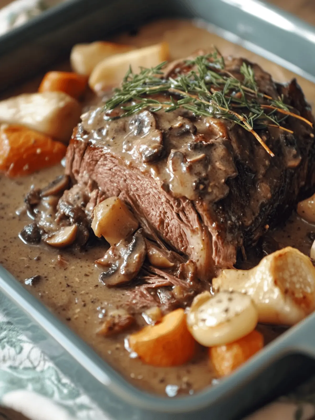 Tender Oven-Baked Rump Roast in Creamy Mushroom Gravy Delight 4 Tender Oven-Baked Rump Roast in Creamy Mushroom Gravy