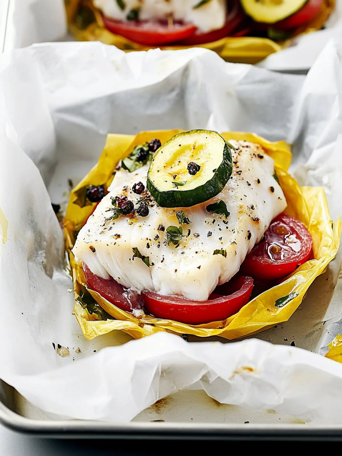 Mediterranean Cod en Papillote: Your Quick Dinner Game-Changer 2 Mediterranean Cod en Papillote (Fish in Parchment Paper)