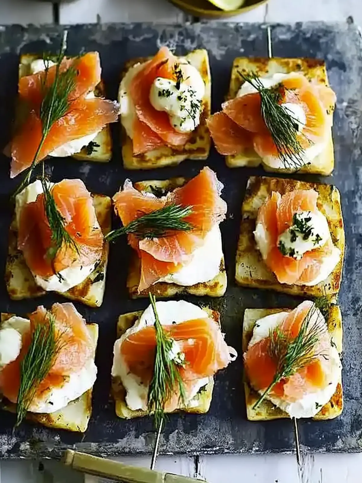 Savory Potato Cakes with Smoked Salmon & Cream Cheese Delight 2 Potato cakes with smoked salmon & cream cheese