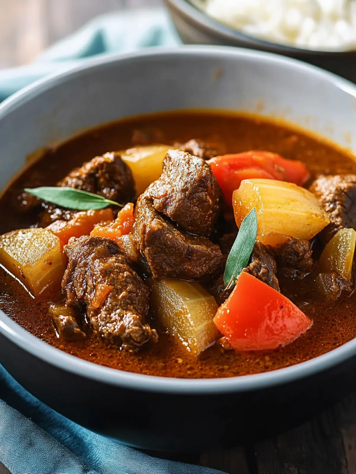 Tender Filipino Beef Stew Simmered in Tomato, Soy & Spices Bliss 4 Tender Filipino Beef Stew Simmered in Tomato, Soy & Spices