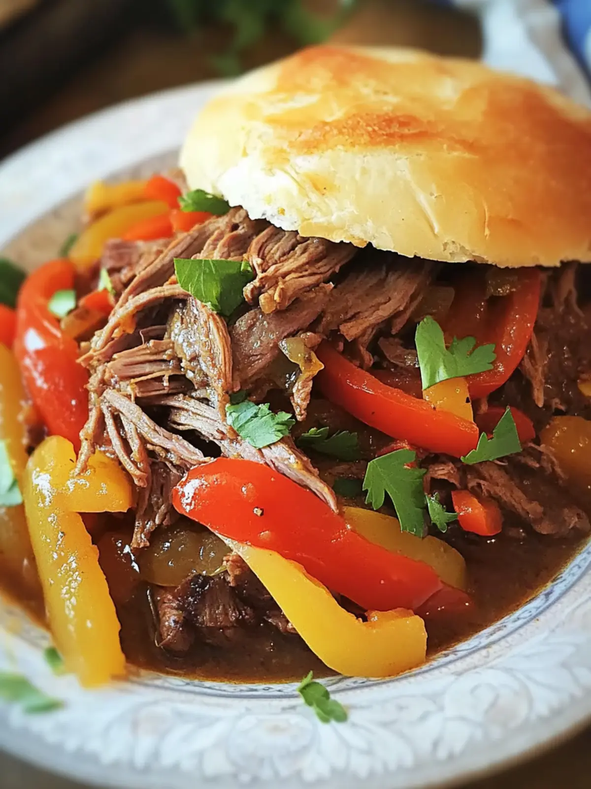 Indulge in Slow Cooker Italian Chuck Roast with Peppers and Onions 2 Slow Cooker Italian Chuck Roast with Peppers and Onions