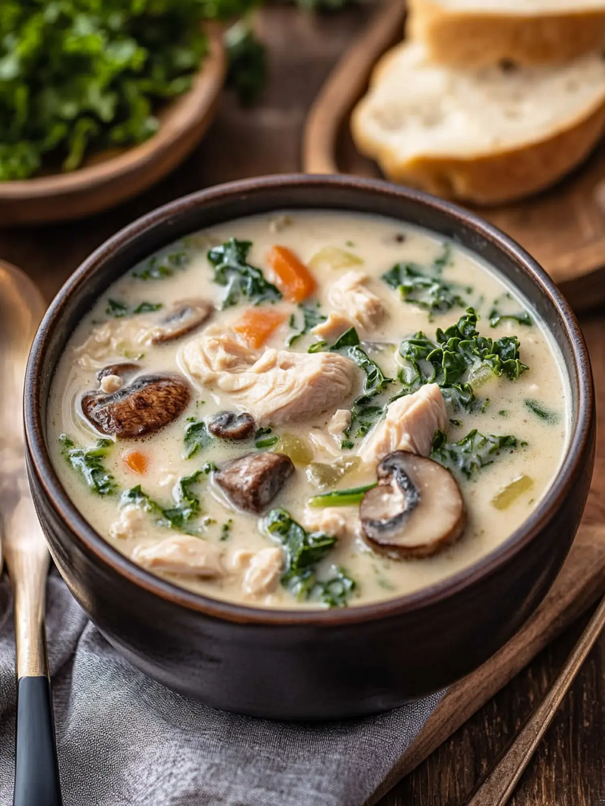Creamy Mushroom Kale Turkey Soup for Cozy Nights In 3 Creamy Mushroom Kale Turkey Soup