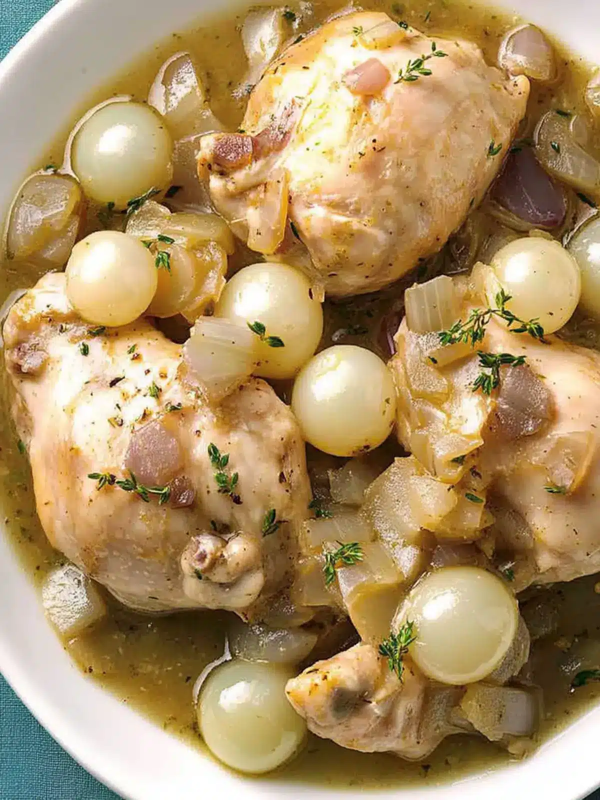 Savor Wine-Braised Chicken with Pearl Onions - Comfort Awaits 2 Wine-Braised Chicken with Pearl Onions