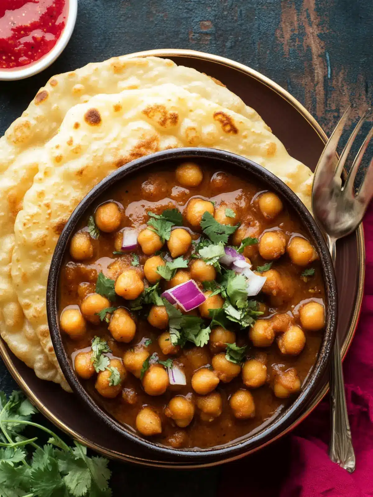 Indulge in Indian Chole Bhature: Spiced Chickpeas & Fried Bread 2 Indian Chole Bhature (Spiced Chickpeas with Fried Bread)