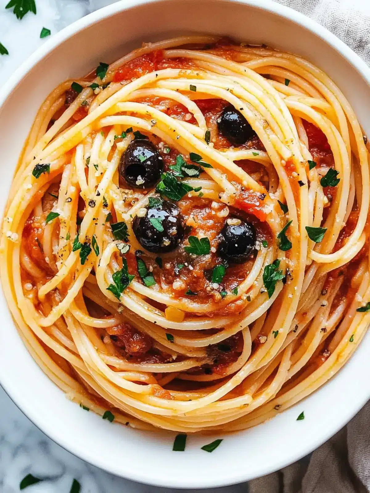 Spaghetti with Bold, Tangy Puttanesca Sauce in Just 20 Minutes 2 Spaghetti with Bold, Tangy Puttanesca Sauce