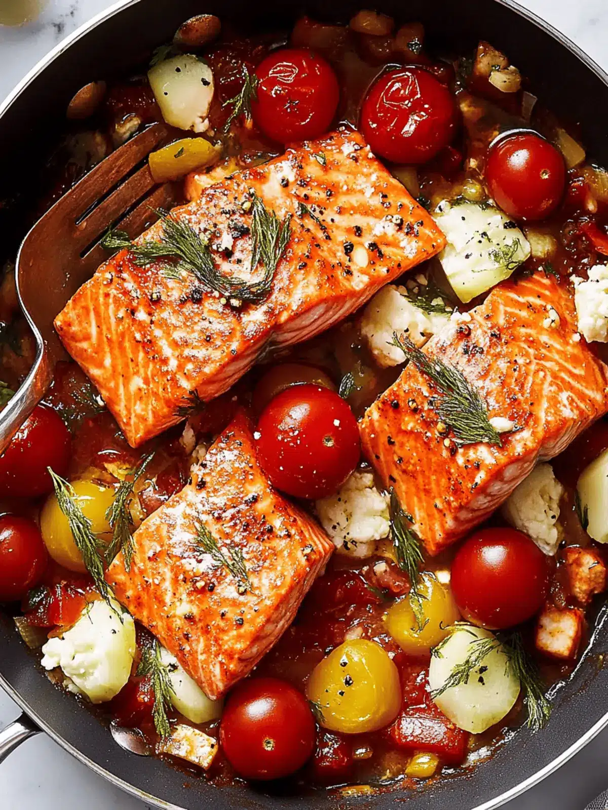 25-Minute Summer Salmon Skillet with Harissa & Tomatoes 2 Summer Salmon Skillet