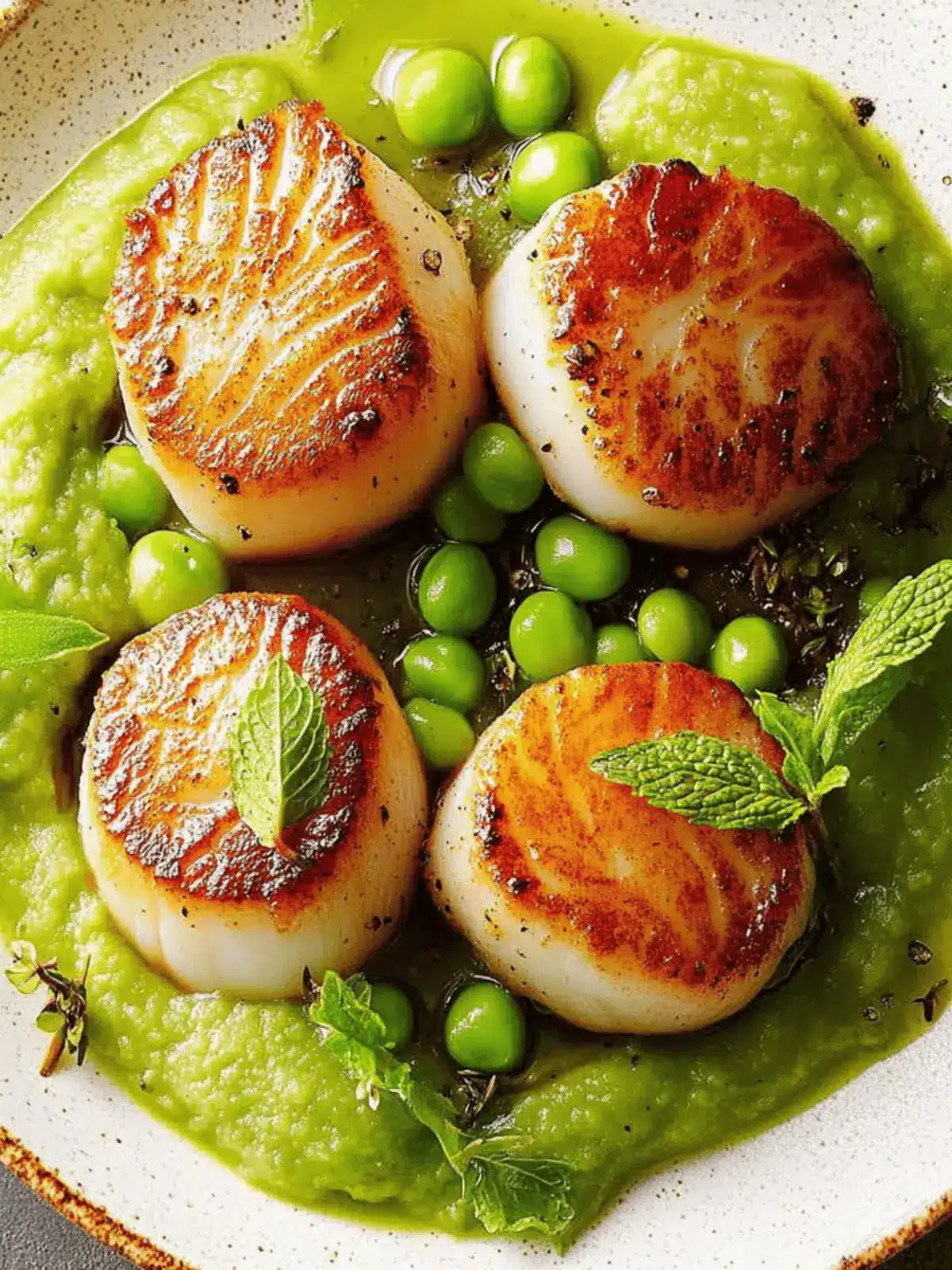 Seared Scallops with Minted Pea Purée for Effortless Elegance 4 Seared Scallops with Minted Pea Puree