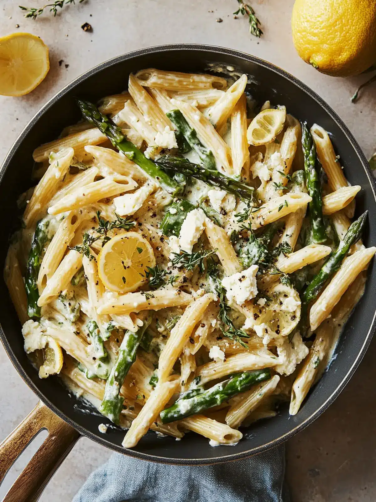 Creamy Feta-Lemon Penne with Asparagus: A Quick Delight 3 Creamy Feta-Lemon Penne With Asparagus