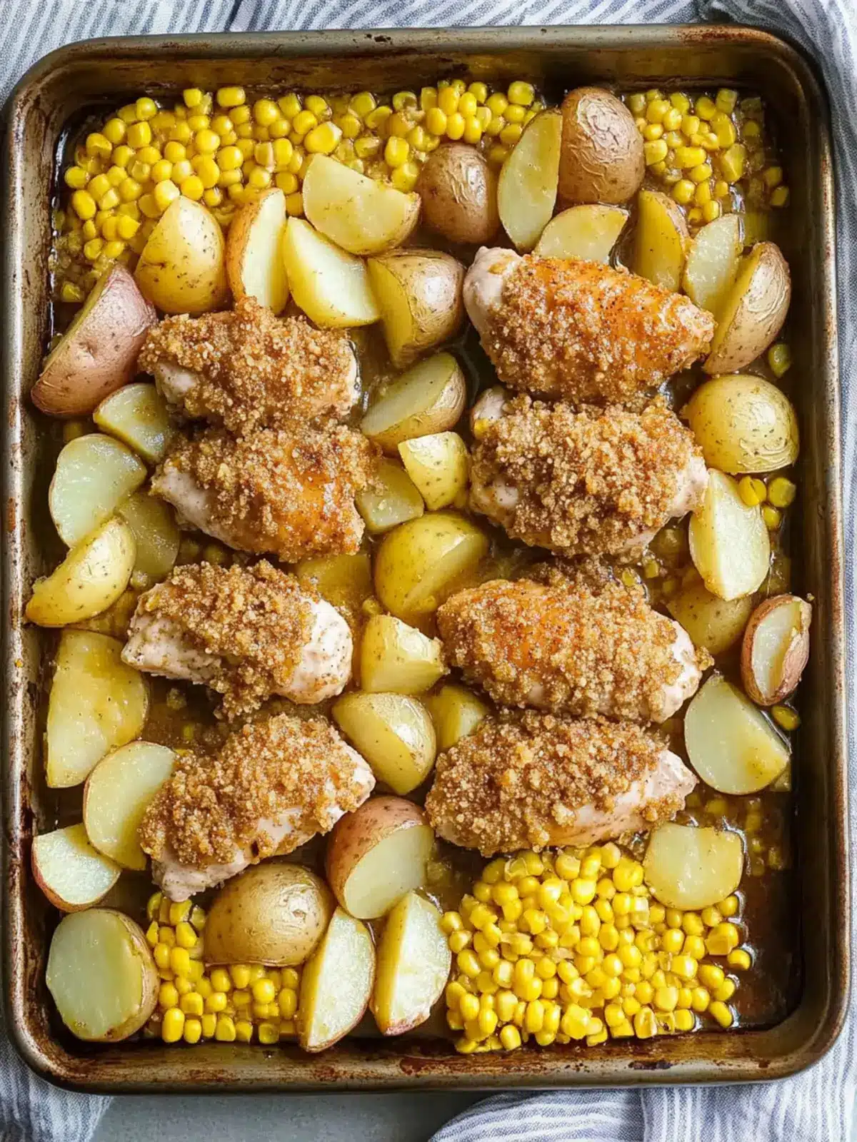 Delicious Honey Mustard Chicken Sheet Pan Dinner with Potatoes and Corn 3 Honey Mustard Chicken Sheet Pan Dinner with Potatoes and Corn