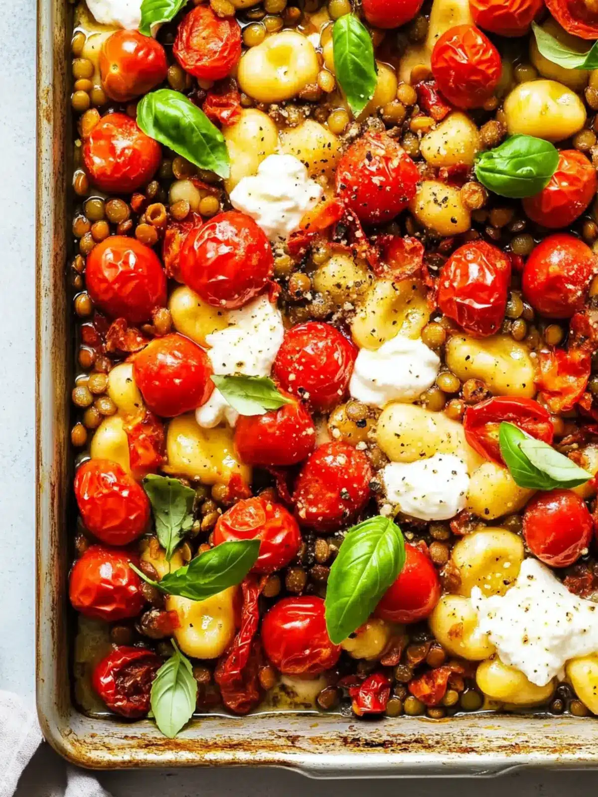 Sheet Pan Gnocchi with Tomatoes, Lentils & Ricotta Delight 3 Sheet Pan Gnocchi with Tomatoes, Lentils & Ricotta
