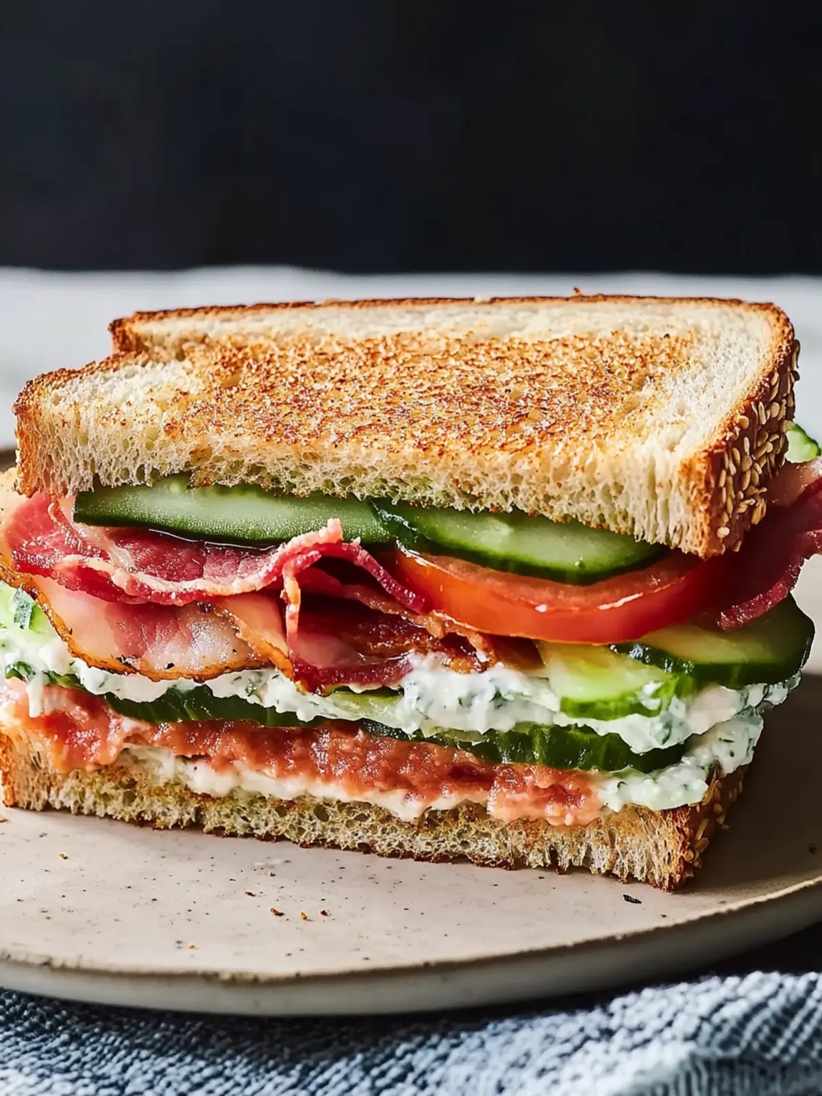Irresistible Tomato & Cucumber Sandwich with Bacon Delight 4 Tomato & Cucumber Sandwich with Bacon