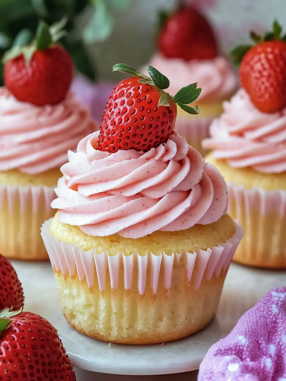 Fluffy Vanilla Cupcakes with Strawberry Buttercream Magic 2 Fluffy Vanilla Cupcakes with Strawberry Buttercream Bliss
