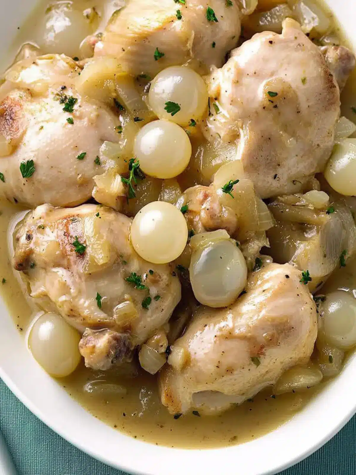 Savor Wine-Braised Chicken with Pearl Onions - Comfort Awaits 3 Wine-Braised Chicken with Pearl Onions