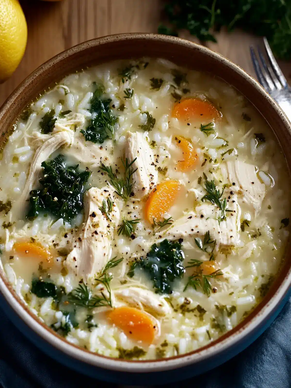 Greek Avgolemono: Cozy Lemon Chicken Soup with Rice & Kale 2 Greek Avgolemono: Lemon Chicken Soup with Rice & Kale