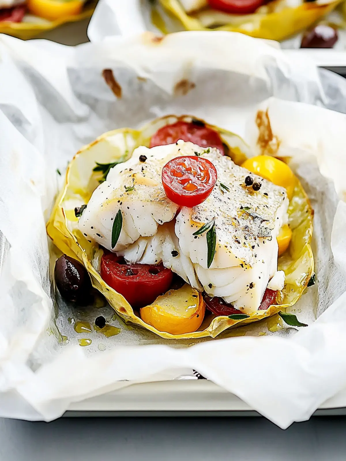 Mediterranean Cod en Papillote: Your Quick Dinner Game-Changer 3 Mediterranean Cod en Papillote (Fish in Parchment Paper)