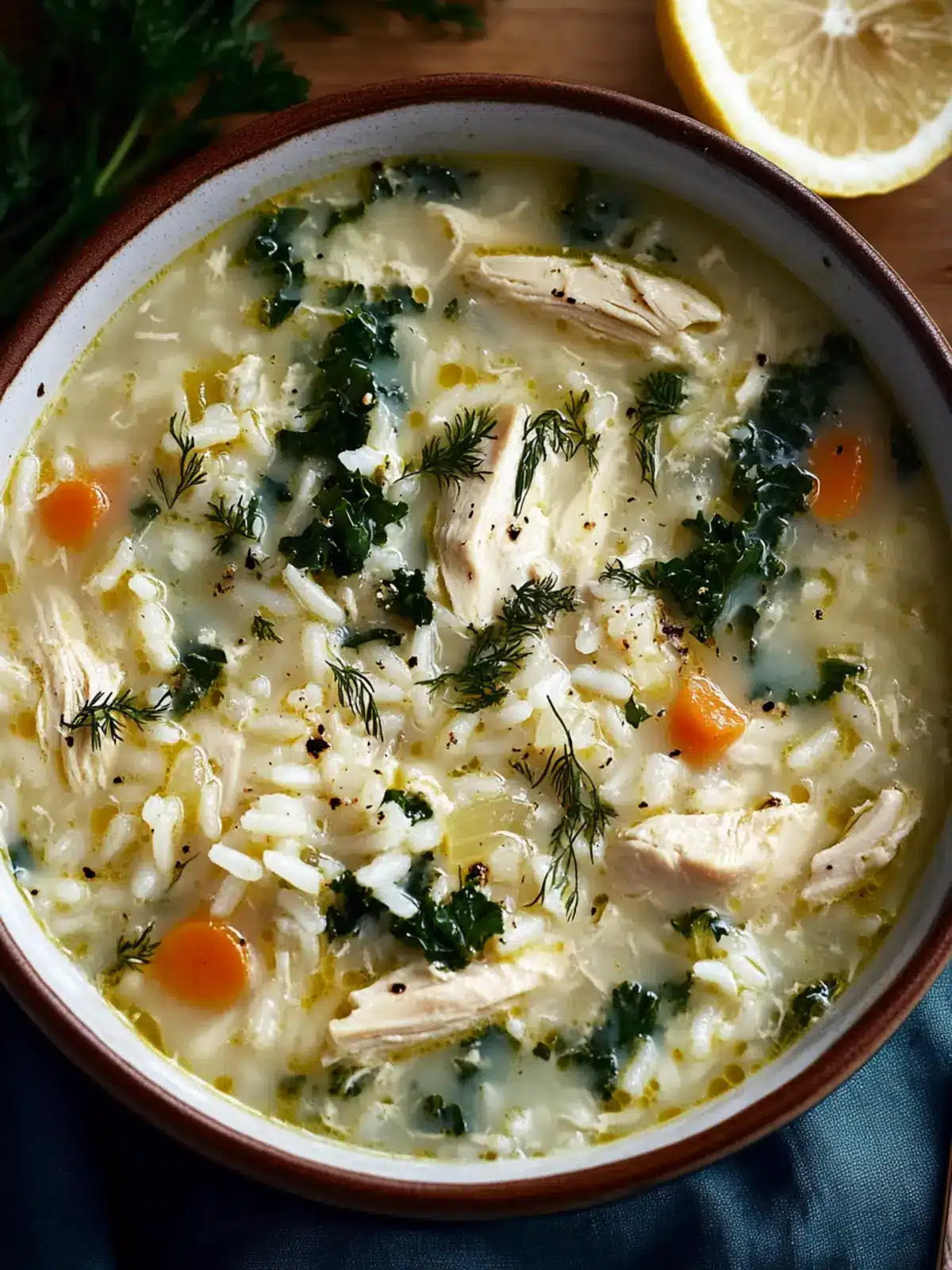 Greek Avgolemono: Cozy Lemon Chicken Soup with Rice & Kale 3 Greek Avgolemono: Lemon Chicken Soup with Rice & Kale