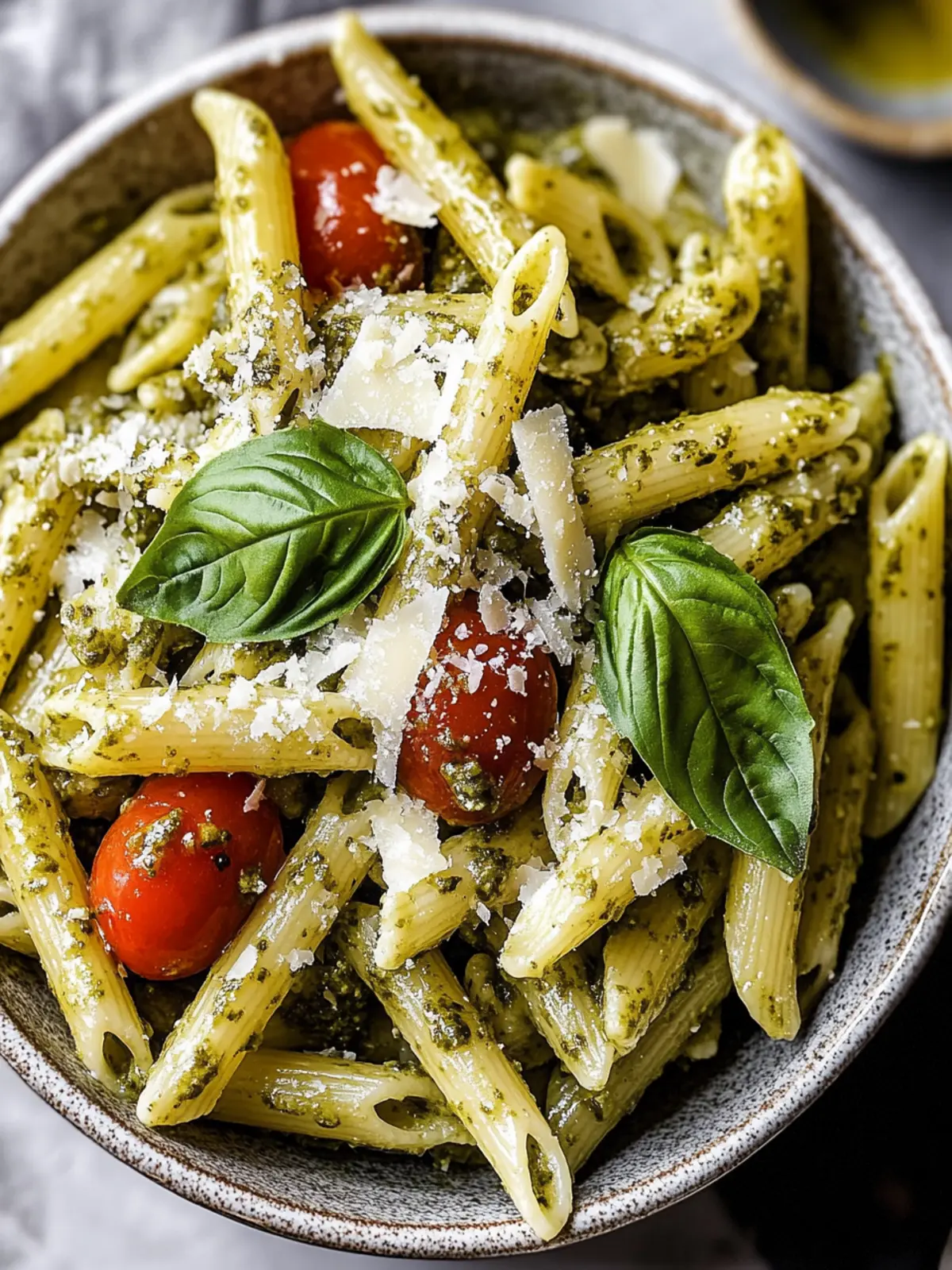 Vibrant Pesto Penne Pasta with Fresh Basil and Parmesan Magic 3 Vibrant Pesto Penne Pasta with Fresh Basil and Parmesan