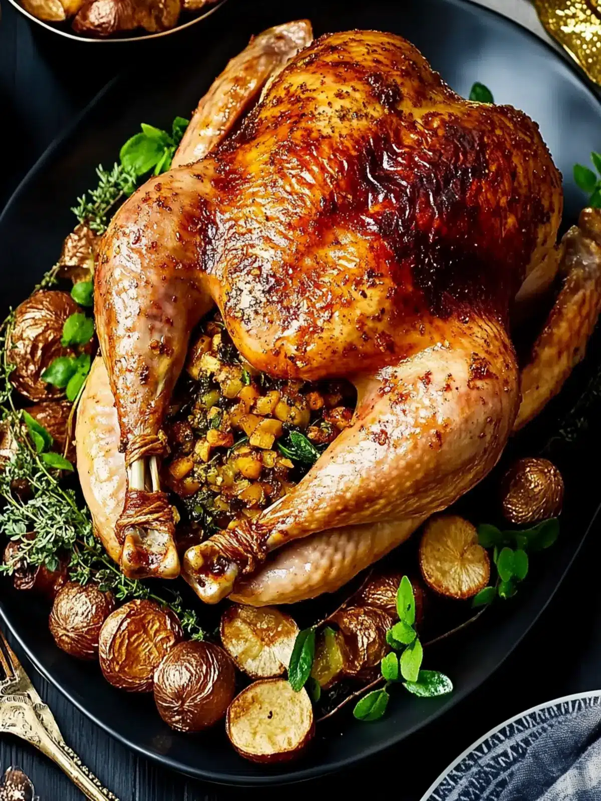 Garlic and Herb Stuffed Tender Turkey Crown for a Festive Feast 2 Garlic and herb stuffed tender turkey crown