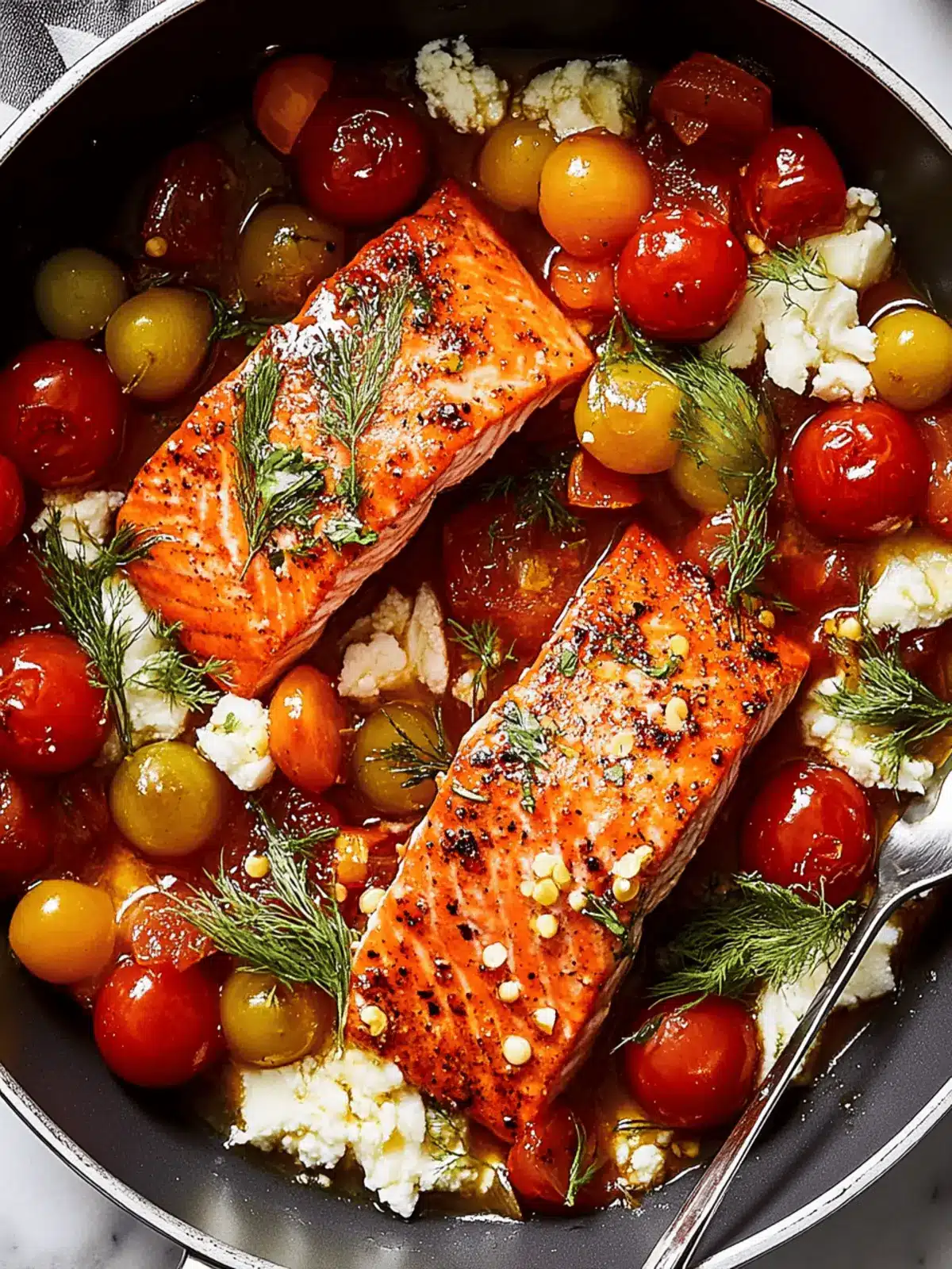 25-Minute Summer Salmon Skillet with Harissa & Tomatoes 4 Summer Salmon Skillet