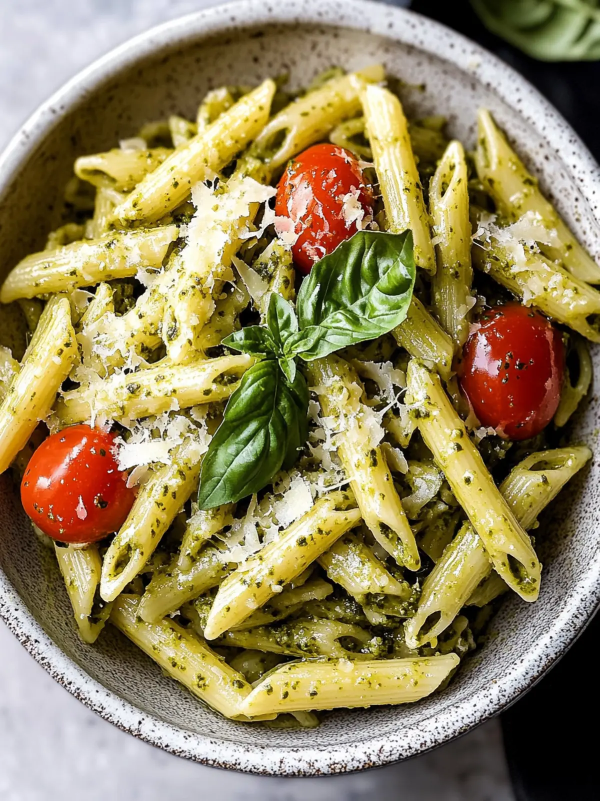 Vibrant Pesto Penne Pasta with Fresh Basil and Parmesan Magic 2 Vibrant Pesto Penne Pasta with Fresh Basil and Parmesan