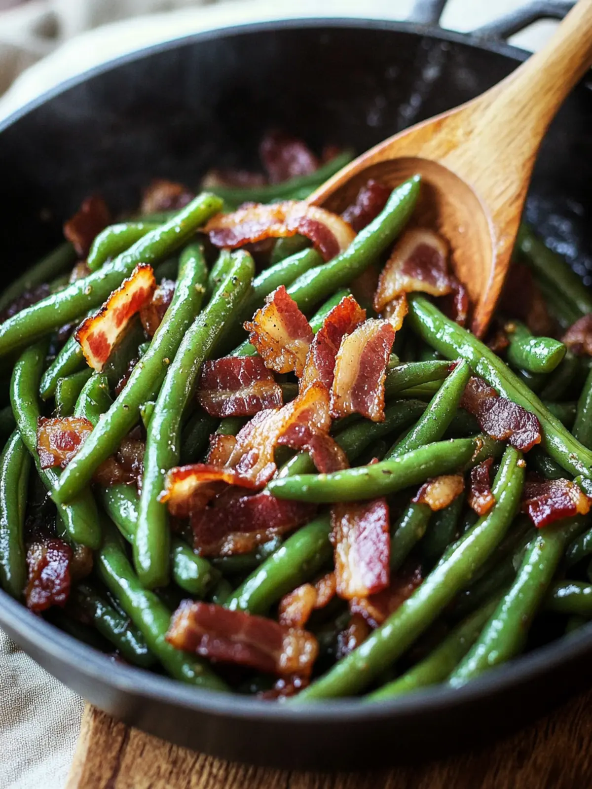 Savory Bourbon Bacon Skillet Green Beans in Just 20 Minutes 4 Bourbon Bacon Skillet Green Beans