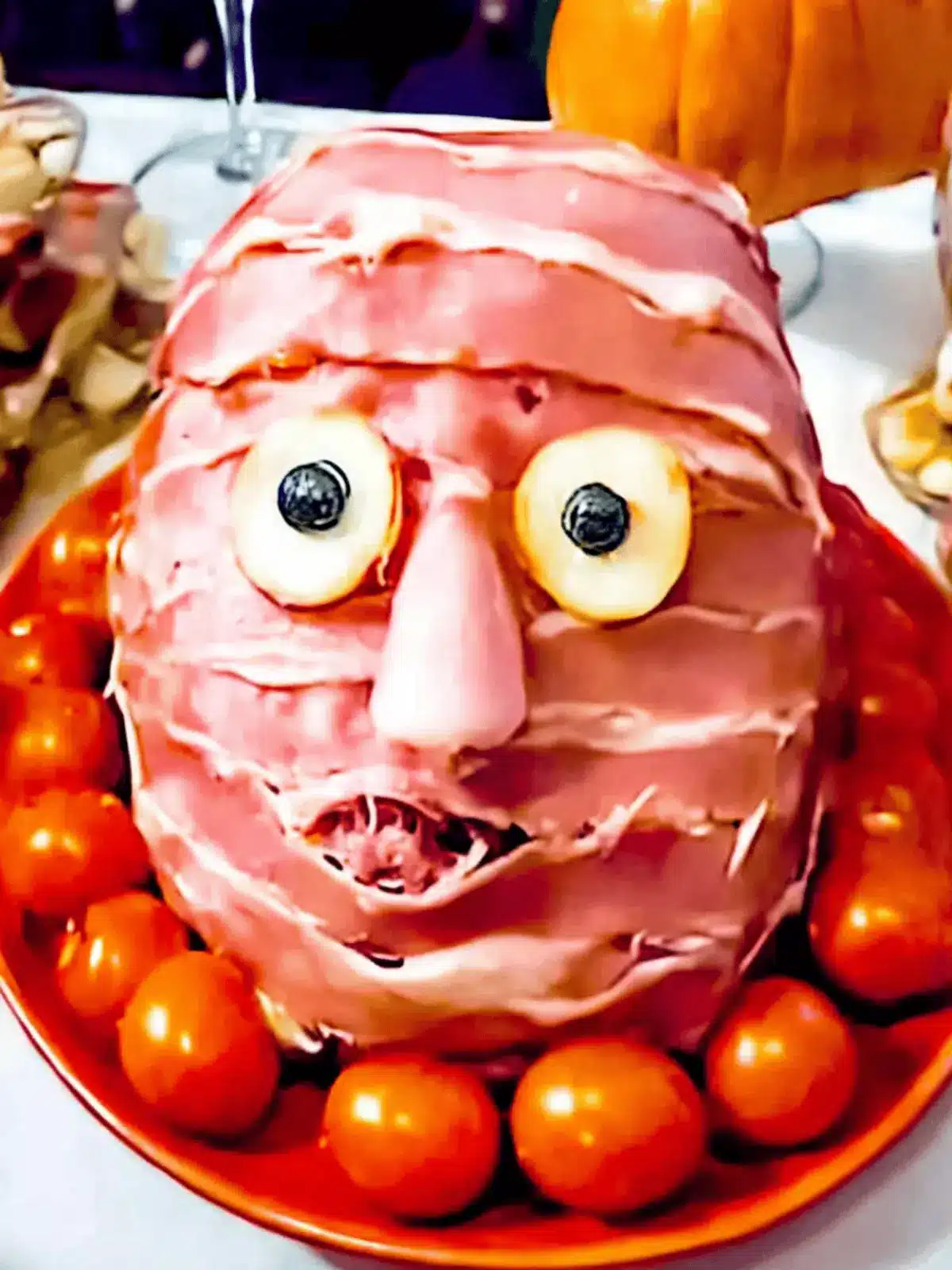 Creepy Halloween Food: Craft a Fun Ham Face Snack Today 4 Creepy Halloween Food: Make a Ham Face