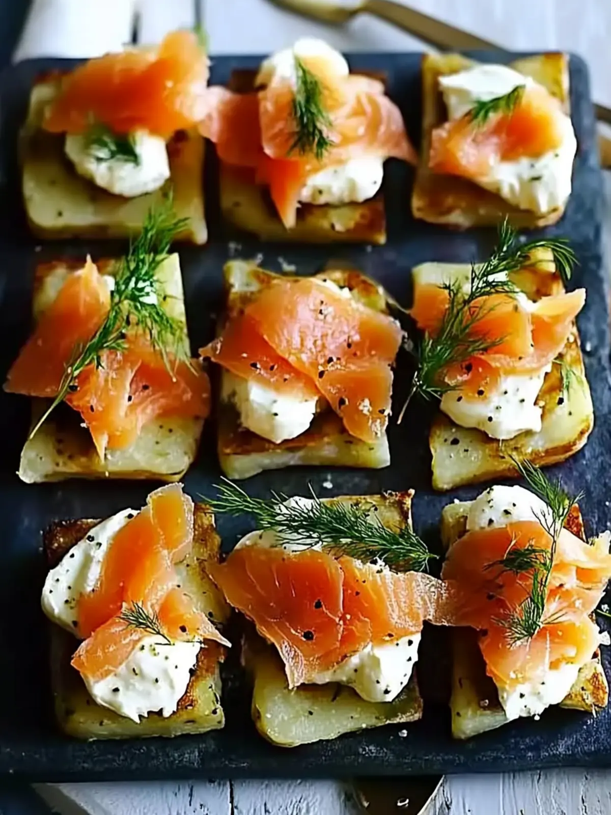 Savory Potato Cakes with Smoked Salmon & Cream Cheese Delight 4 Potato cakes with smoked salmon & cream cheese