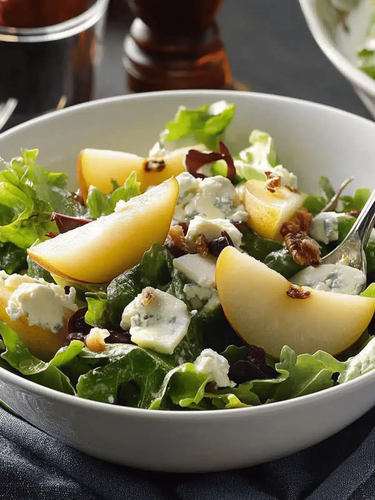 Gorgonzola-Pear Mesclun Salad for a Quick, Fresh Delight 4 Gorgonzola-Pear Mesclun Salad