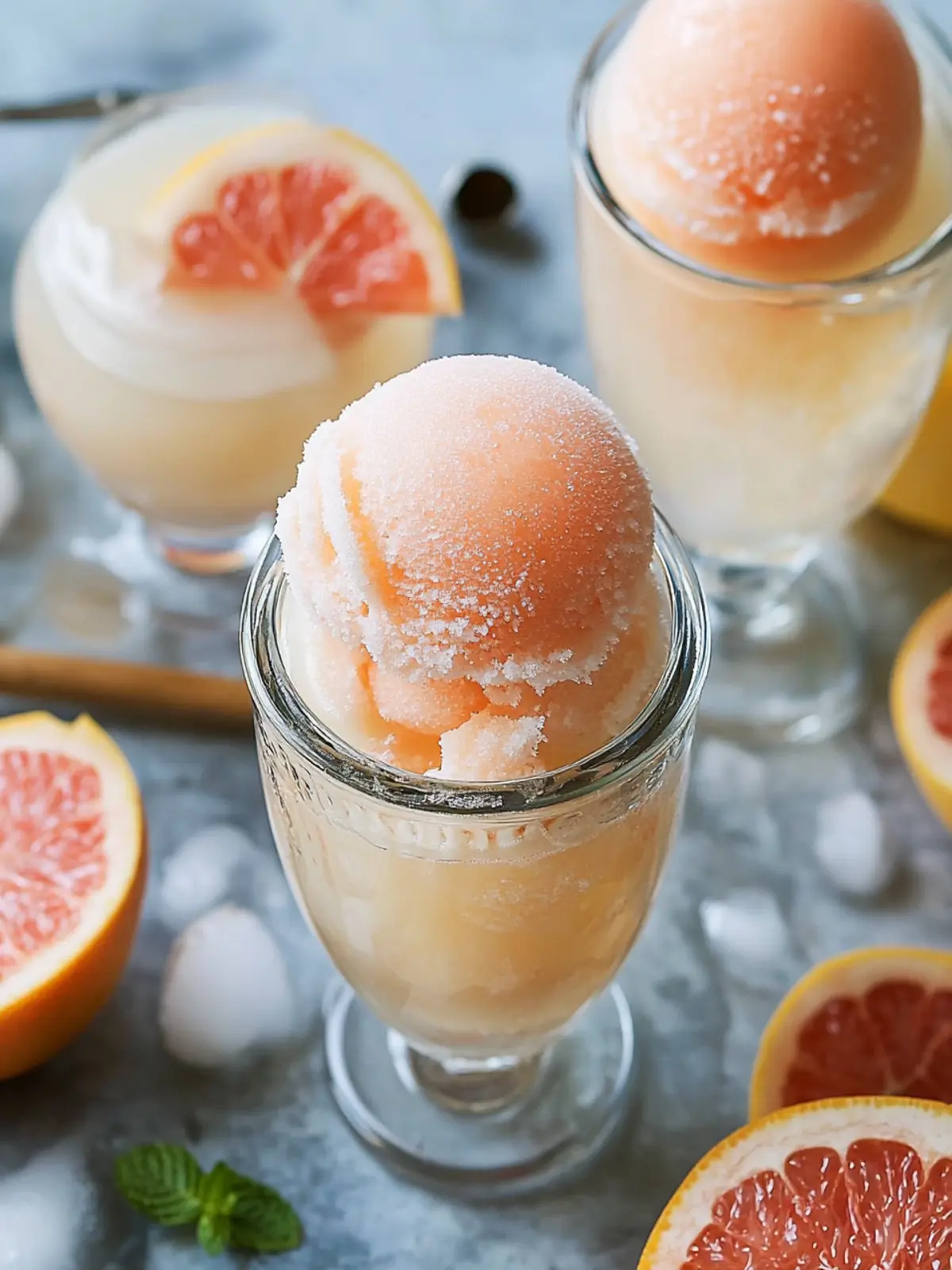 Delightful Pink Grapefruit-Champagne Sorbet Floats at Home 4 Pink Grapefruit-Champagne Sorbet Floats