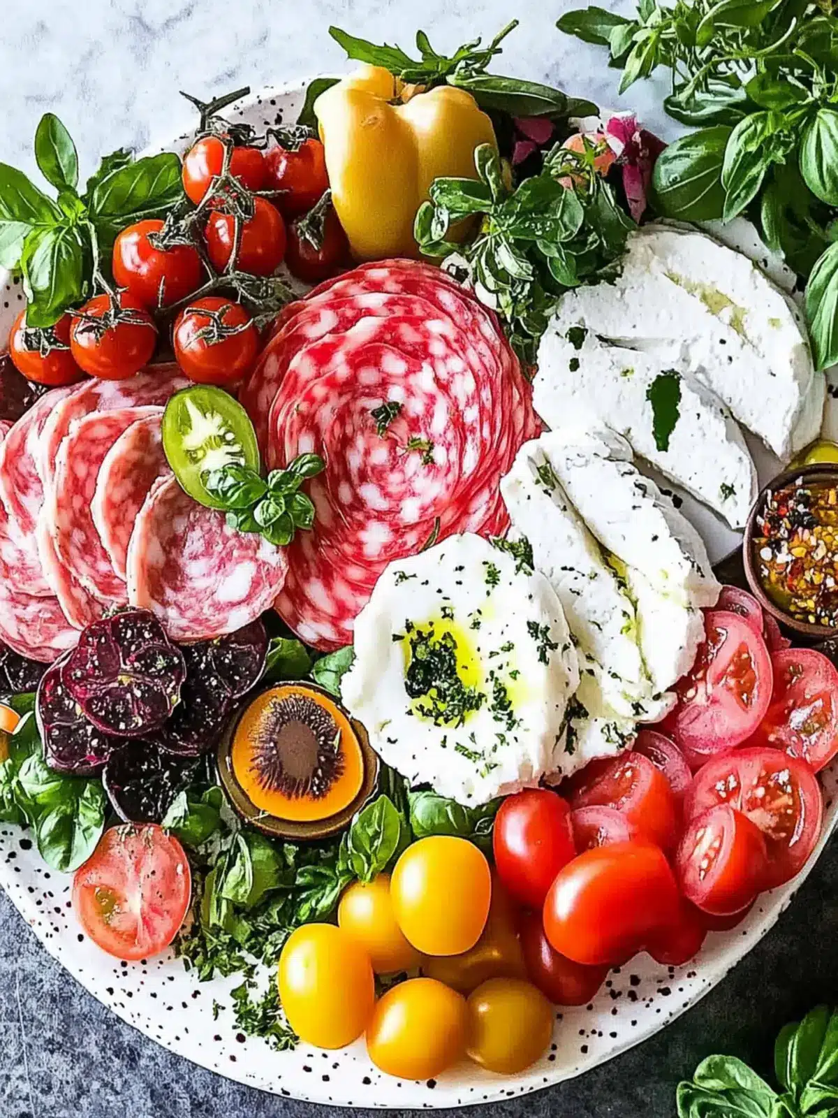 Irresistible Burrata Platter with Heirloom Tomatoes and Olives 2 Burrata Platter