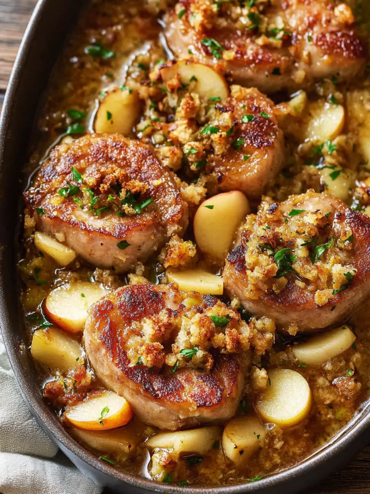 Savory Pork Chops with Apples and Stuffing Made Easy 3 Pork Chops with Apples and Stuffing