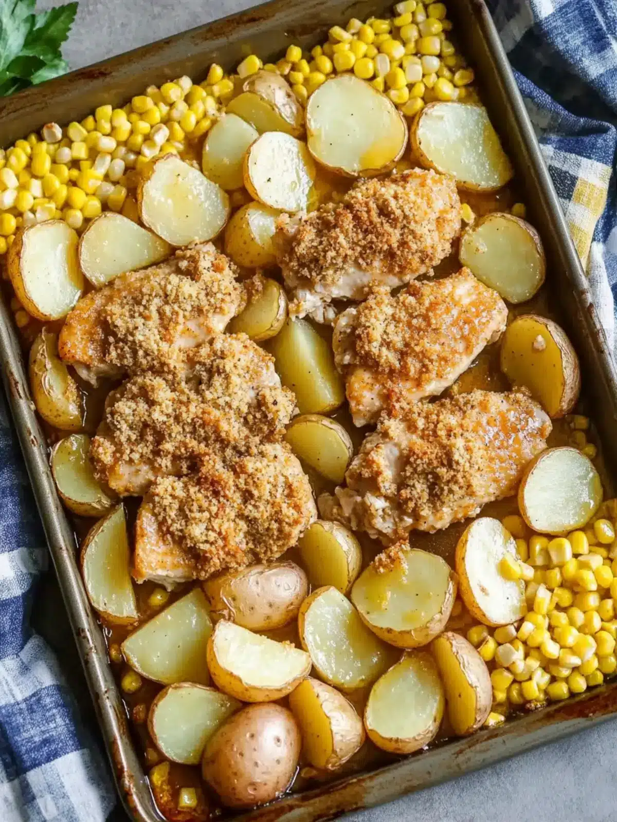 Delicious Honey Mustard Chicken Sheet Pan Dinner with Potatoes and Corn 2 Honey Mustard Chicken Sheet Pan Dinner with Potatoes and Corn
