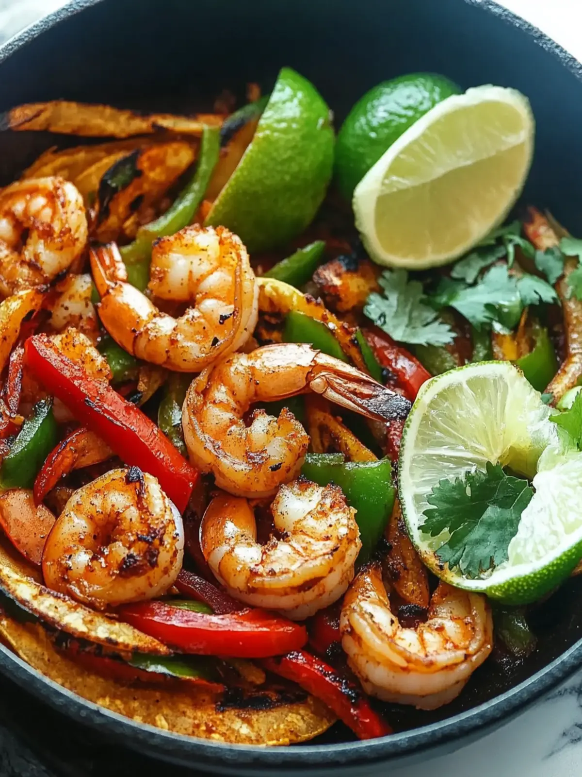 Sizzling Skillet Shrimp Fajitas with Fresh Flavor Burst 4 Skillet Shrimp Fajitas