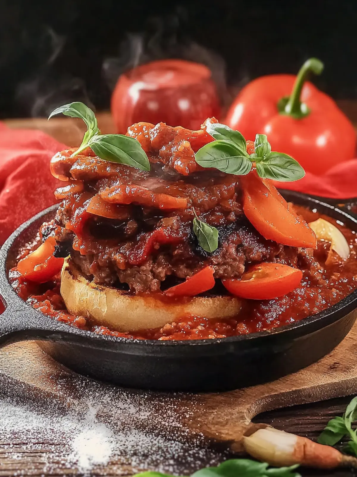 Savory Stewed Burgers with Zesty Mushroom Medley 2 Stewed Burgers