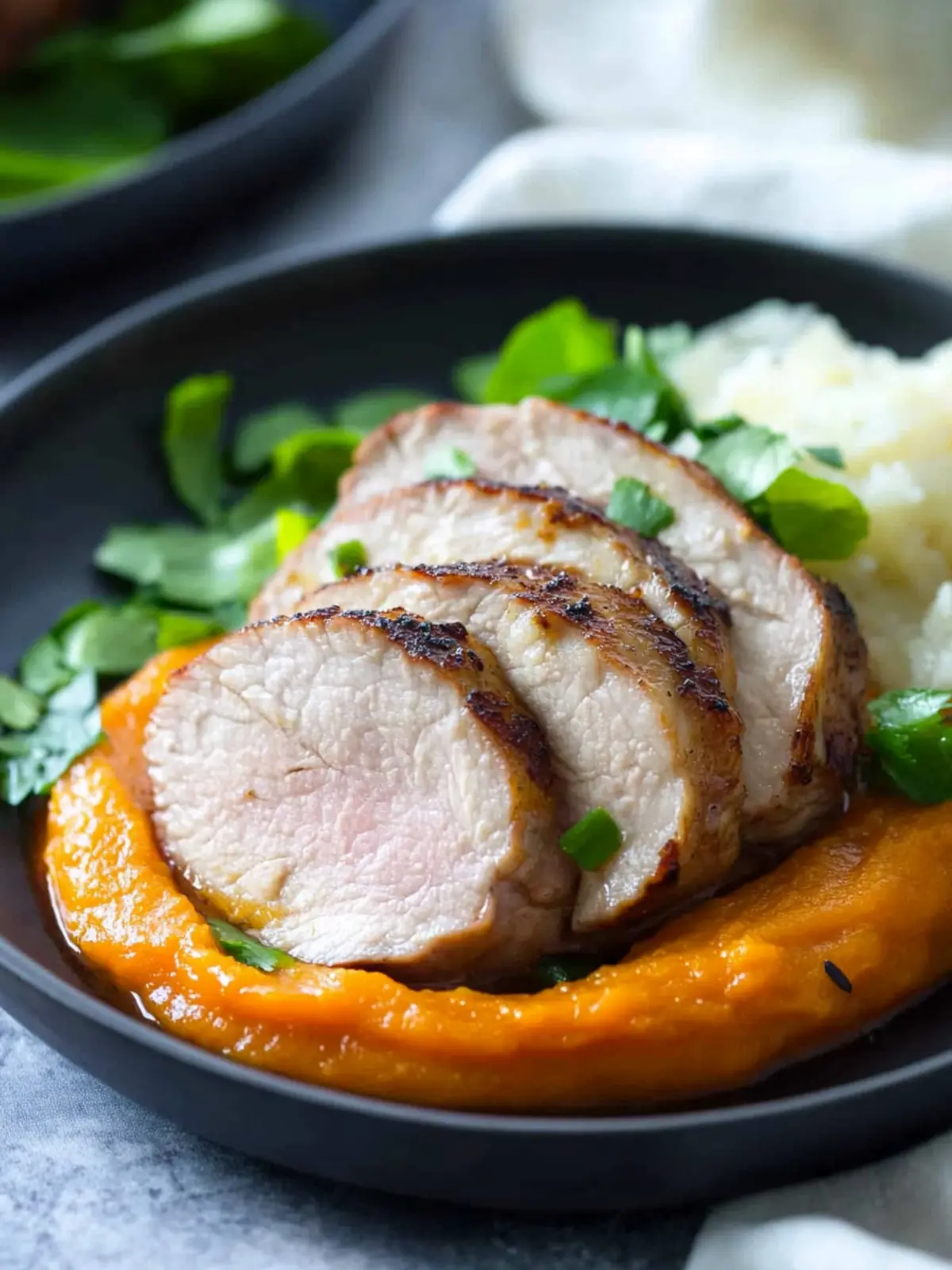 Savor Hoisin Pork Tenderloin with Creamy Carrot Puree Tonight 2 Hoisin Pork Tenderloin with Carrot Puree