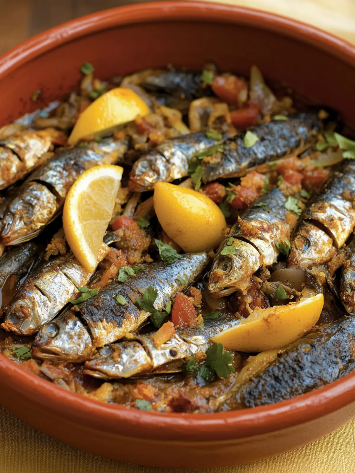 Savor Authentic Moroccan Sardines M chermel Today! 2 Moroccan Sardines M chermel (Spiced Sardines)